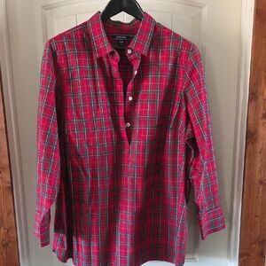 Lands' End Womens Red Plaid Shirt